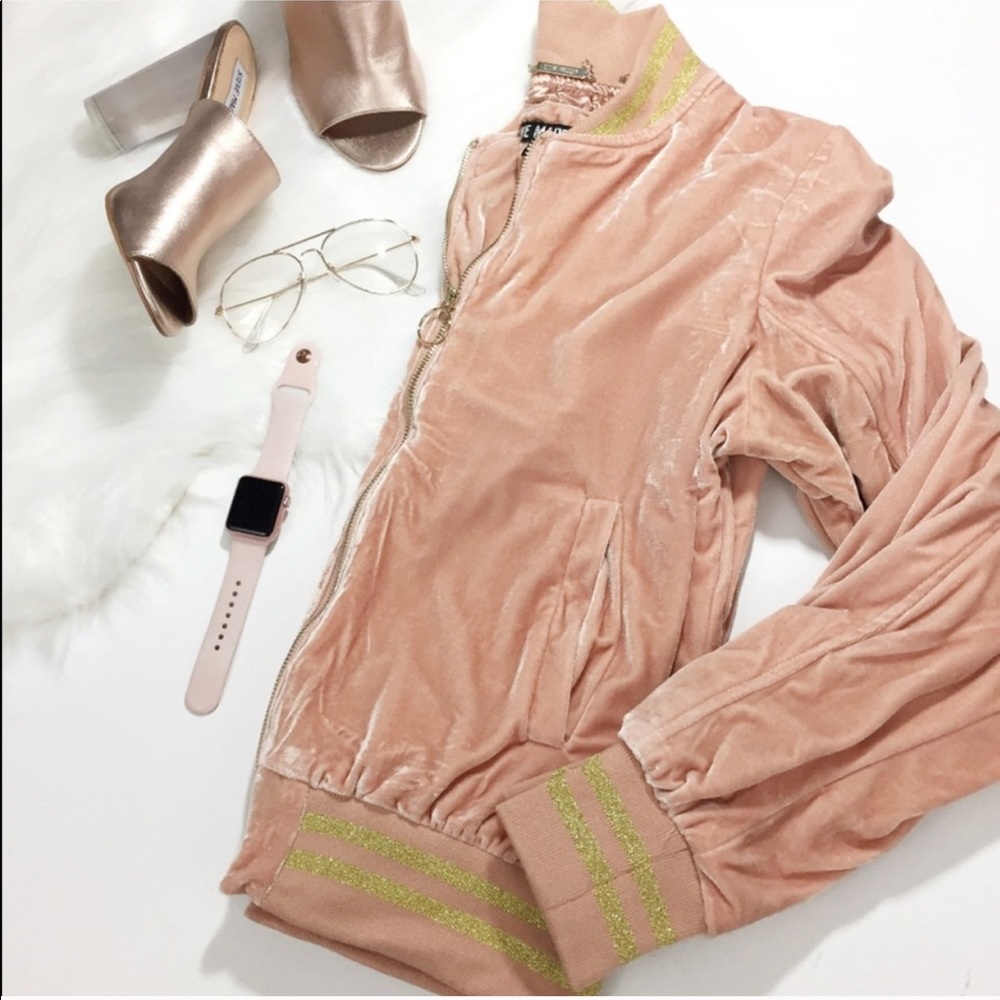 NWT Steve Madden Velour Bomber Jacket Large